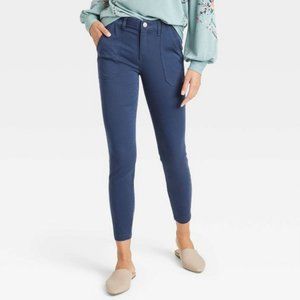 Knox Rose High-Rise Skinny Utility Pants Navy 12 NEW